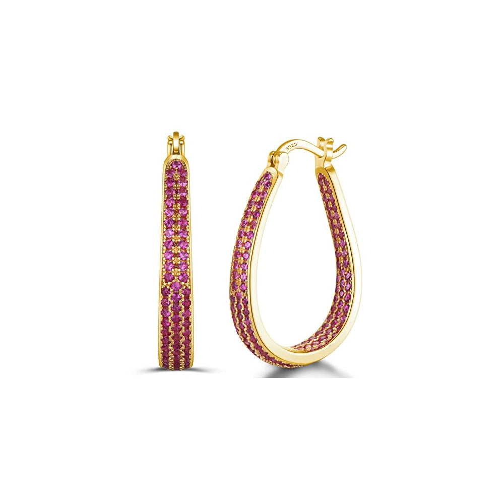 Aretes de Aros de argolla con varilla de plata para mujeres