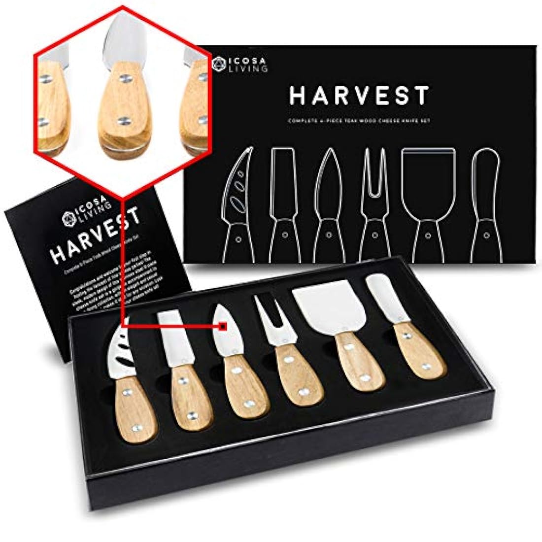 Harvest - Juego de 6 cuchillos de queso de alta calidad