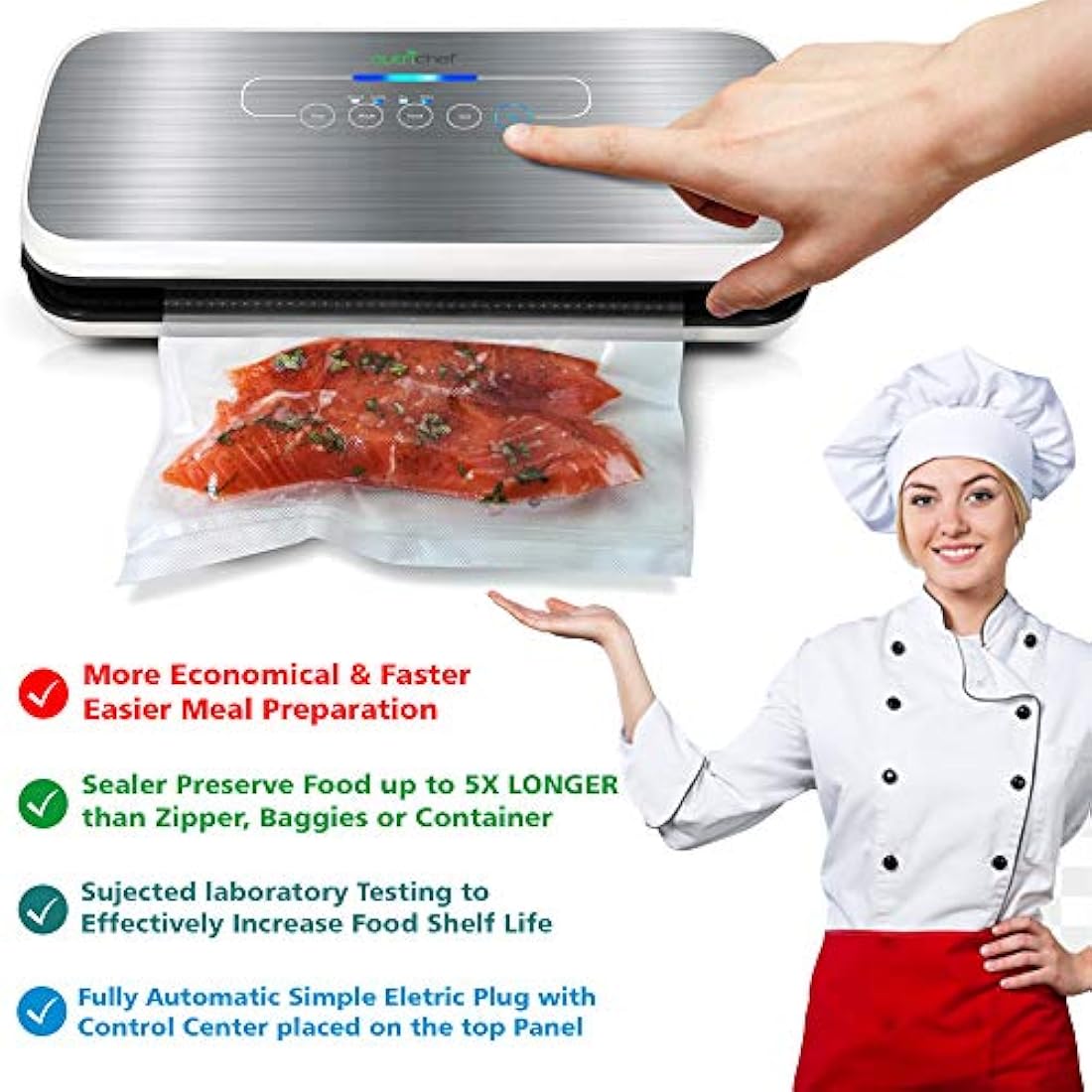 Sellador al vacío  Plateado NutriChef  PKVS18SL