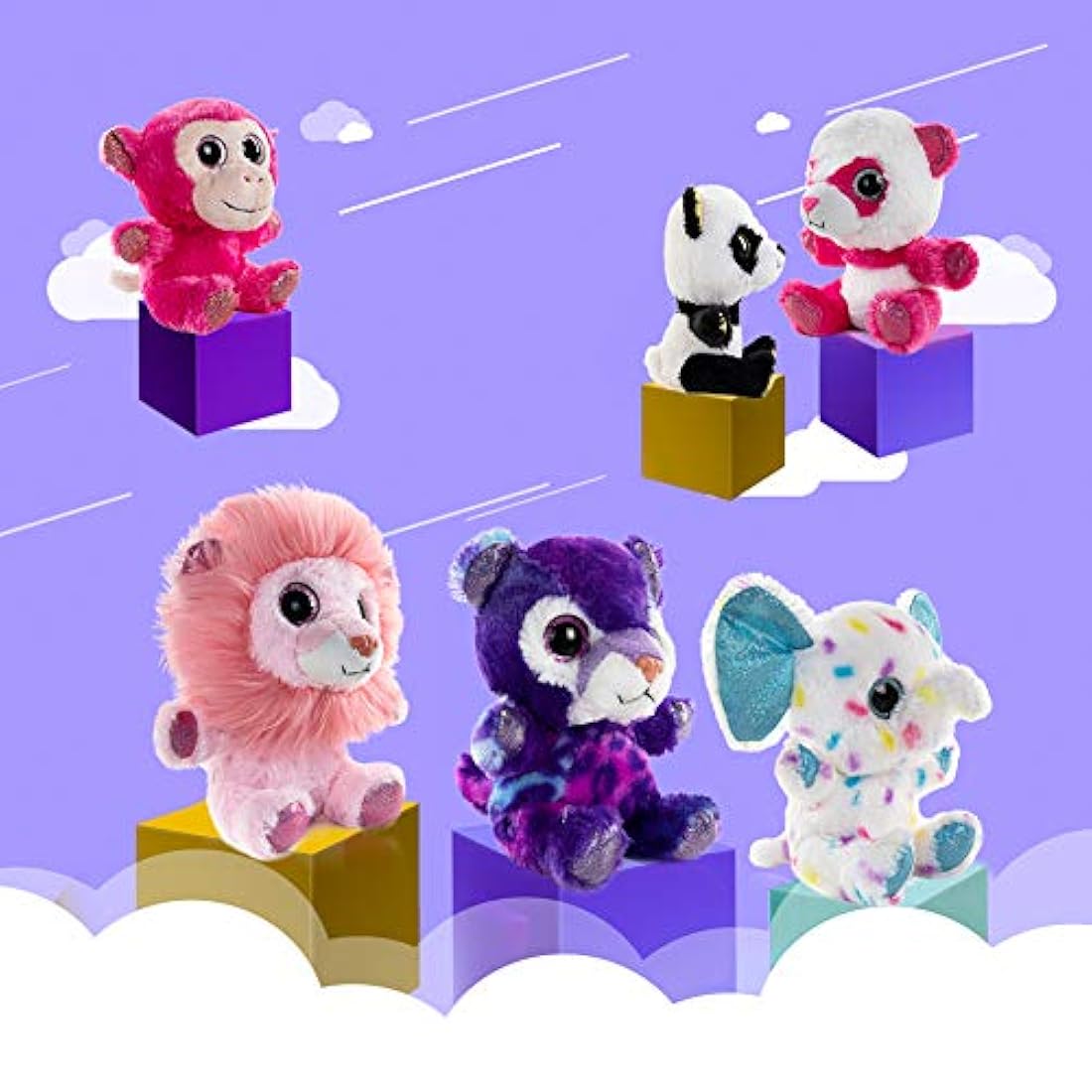 Juego de juguetes de peluche de 7 pulgadas con animales de zoológico