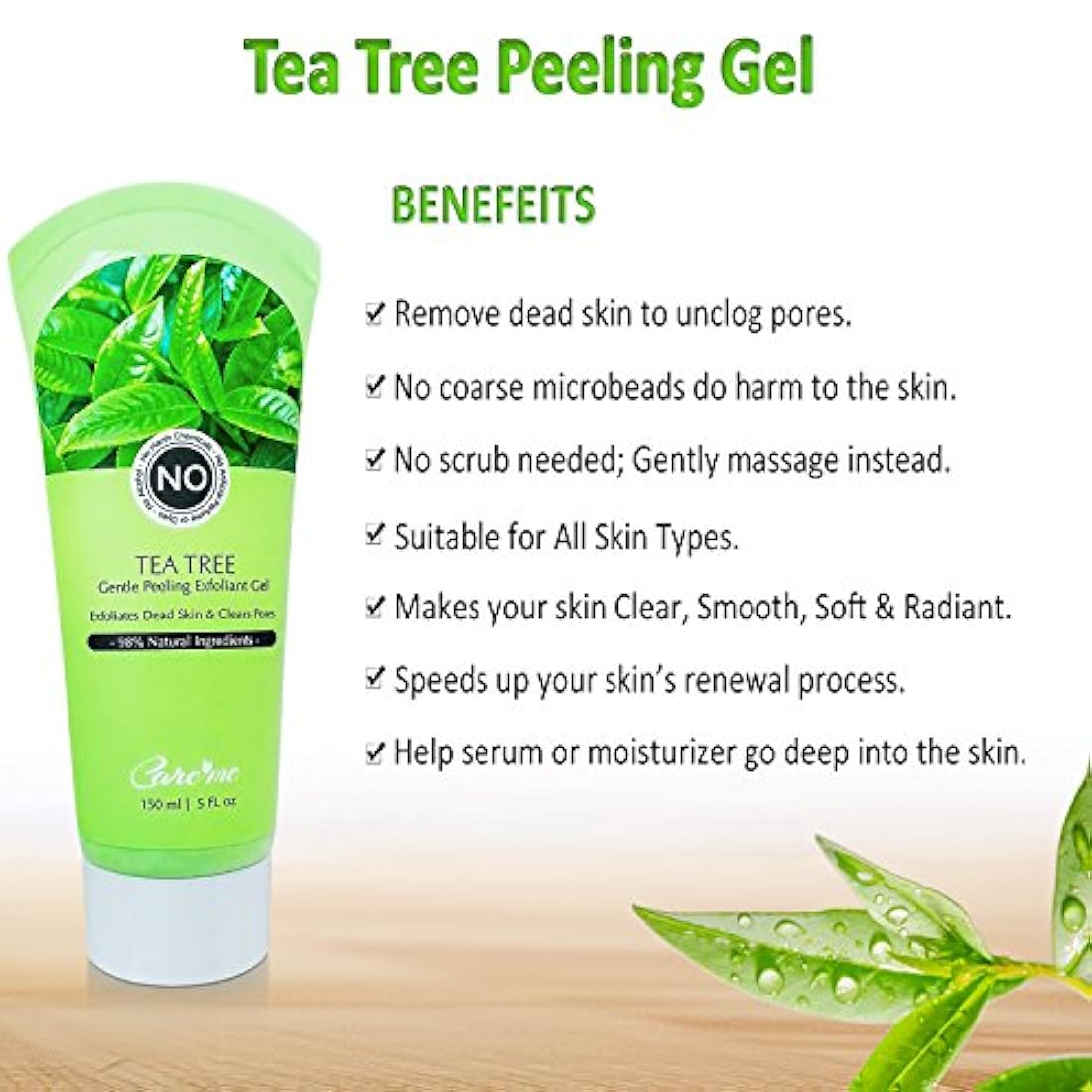 Gel exfoliante facial para árbol de té Transparente