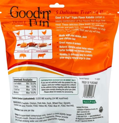 Kabobs de Rawhide Triple Sabor para Perros Good'N'Fun 1.5 lb