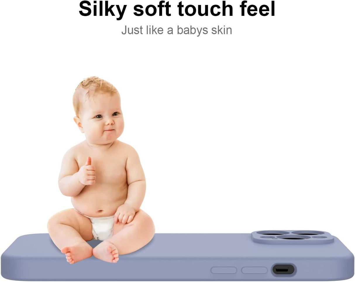 DEENAKIN Funda para iPhone 13 Pro Max con protector de pantalla, cubierta de goma de gel de silicona líquida suave y duradera para iPhone 13 Pro Max de 6.7 pulgadas, color gris ceniza