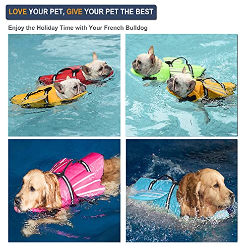 Chaleco salvavidas para perro Bulldog Francés, chaleco salvavidas con diseño de alas para mascotas, salvavidas de flotación para perros, traje de baño con asa para natación, piscina, playa, canotaje, para cachorros pequeños, medianos y grandes