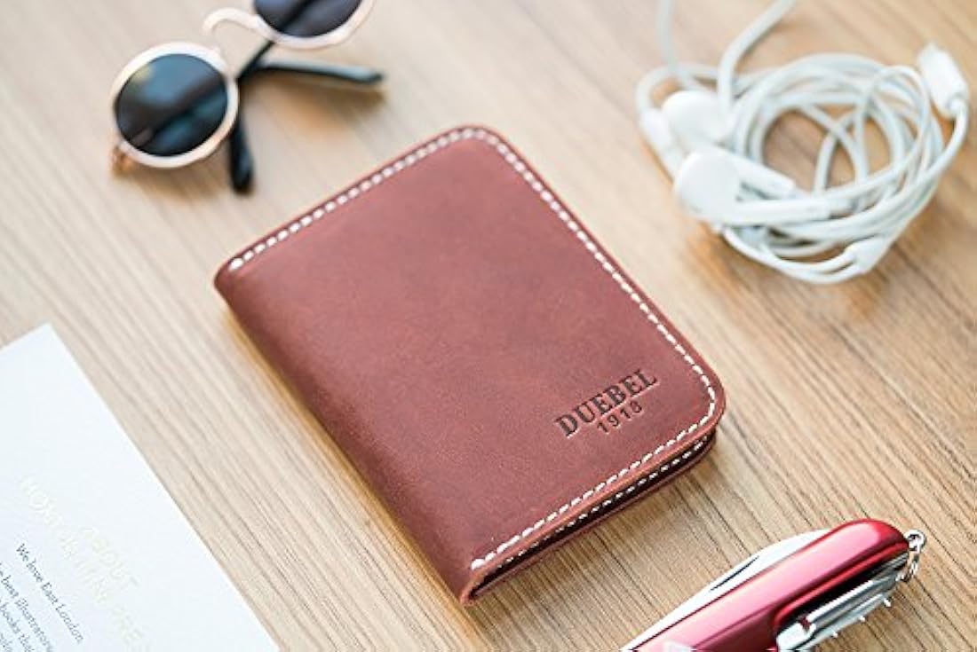 Cartera de piel auténtica de grano completo bolsillo frontal