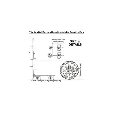 Aretes de titanio con pasador de bola hipoalergénicos