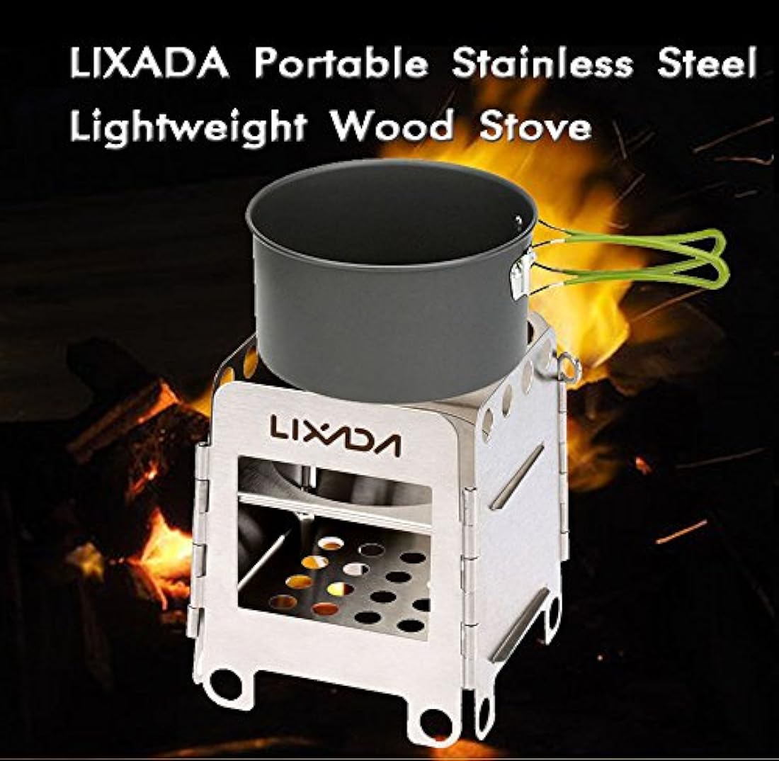 Lixada. Estufa de leña portable de acero inoxidable,plegable