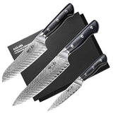 SIXILANG Damasco - Cuchillo de chef, Damasco 3 piezas