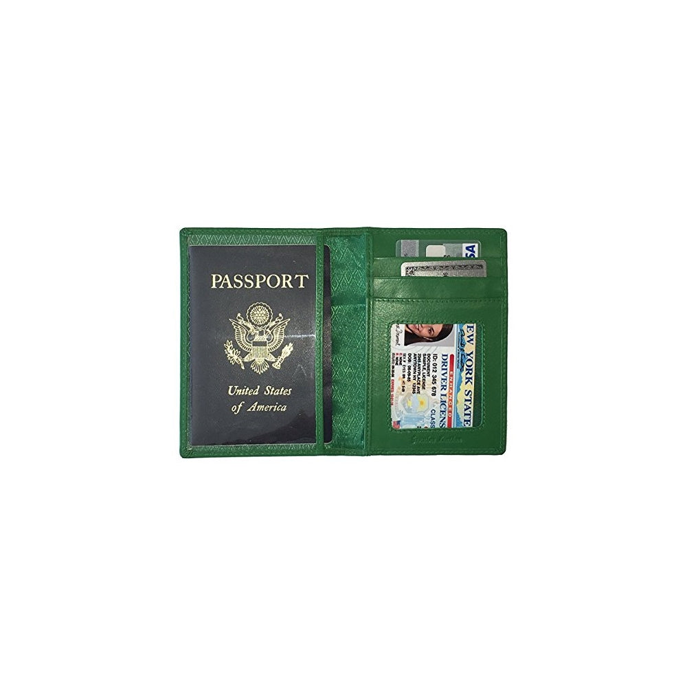 Porta Documentos y Tarjetas de piel para pasaporte verde