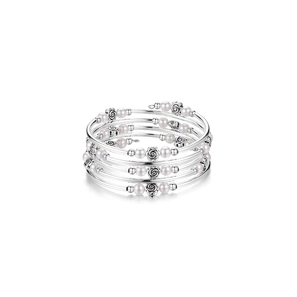 Pulseras y tobilleras de cuentas de rosas con piedras