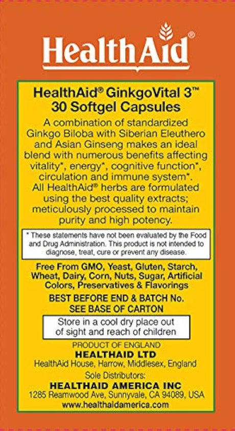 Ginkgo Vital 3 con Eleuthero siberiano y Ginseng