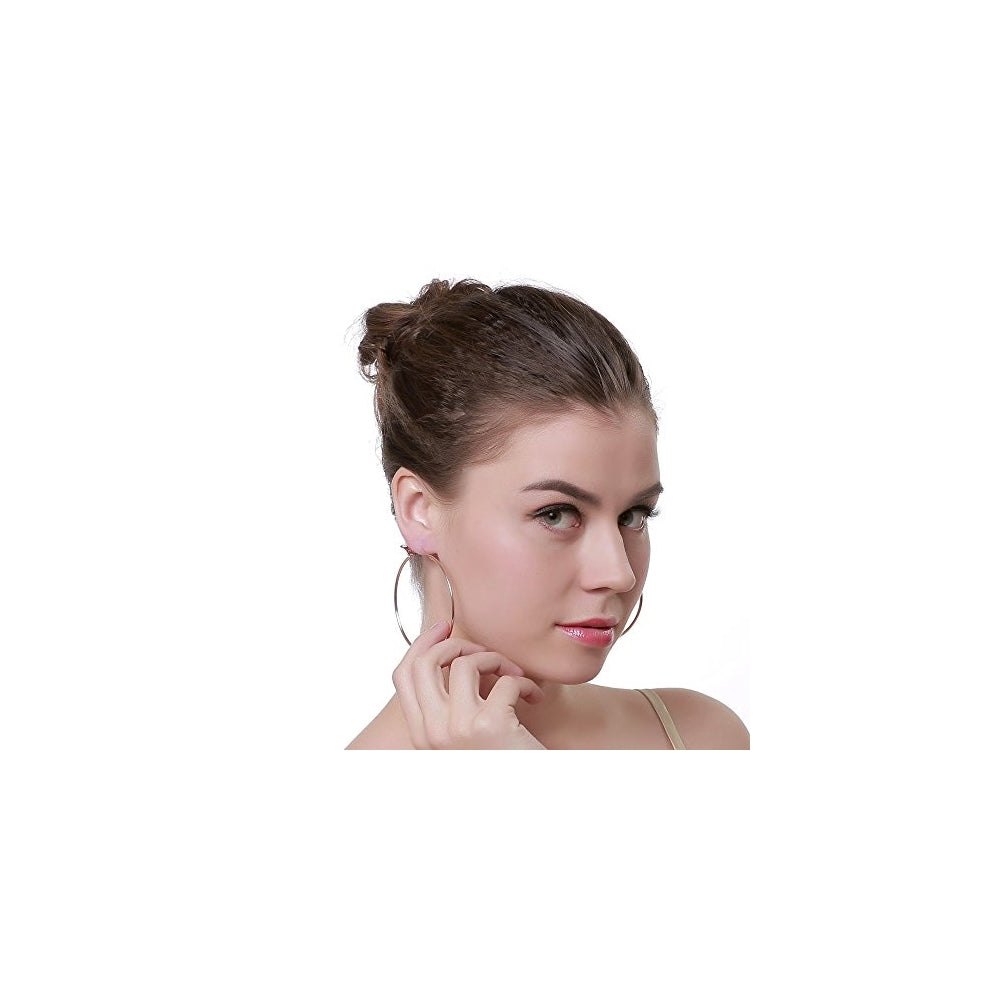 Aretes de aro grandes colgantes de plata para muejeres