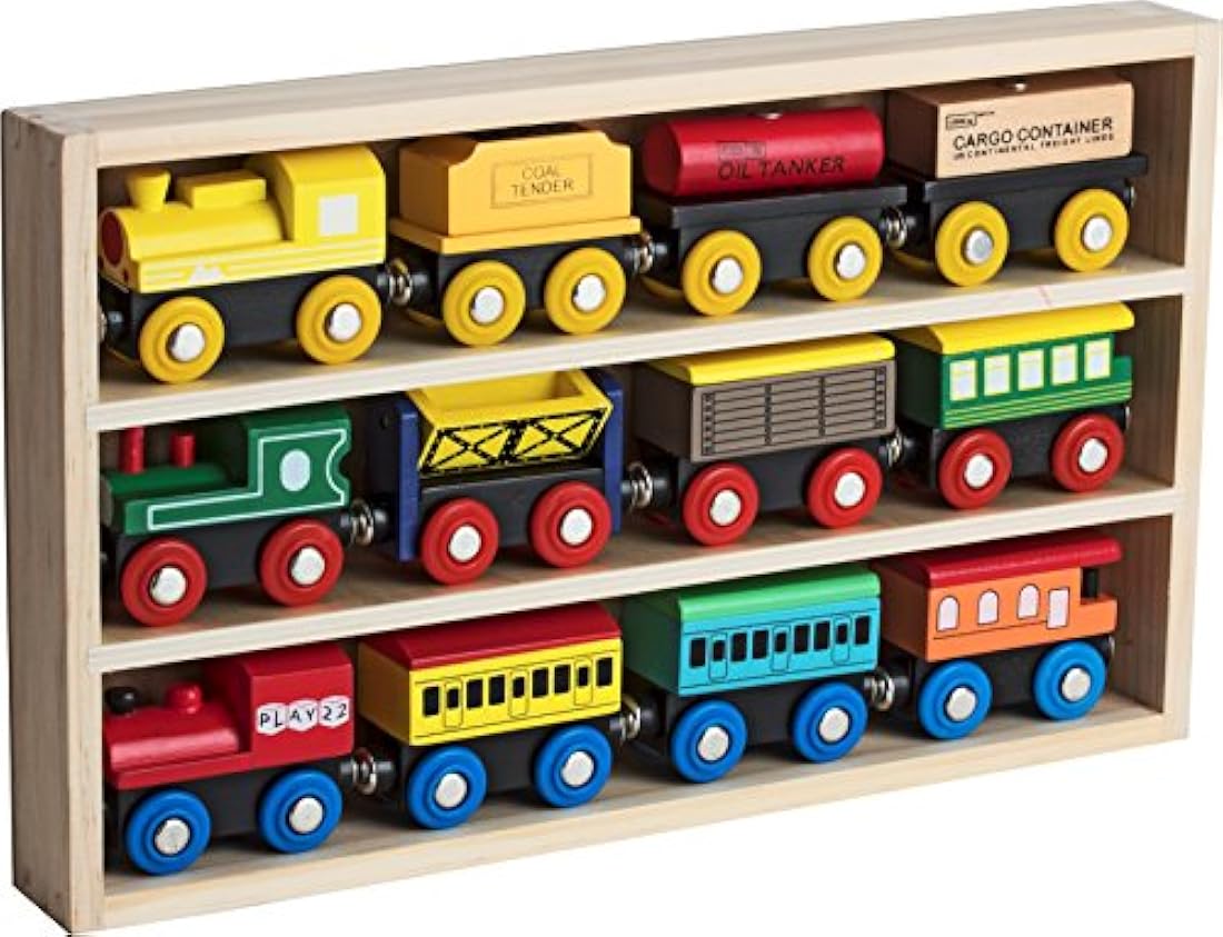 Juego de tren de madera de 12 piezas magnético