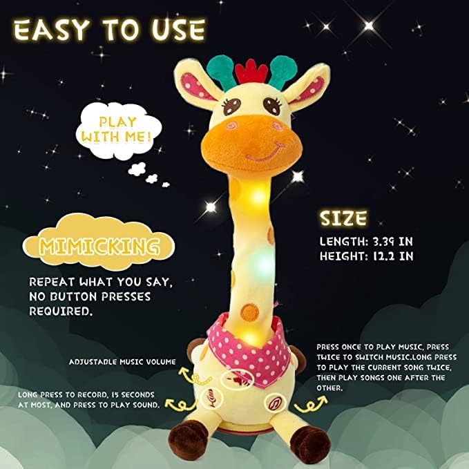 Jirafa de Peluche Emoin: Musical, Interactiva, Canta 10 Canciones