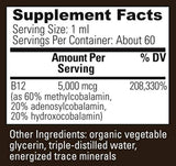 Global Healing Center Tri-Blend B12, 5000 mcg Organic Sublingual Liquid Drops | Metil, Adenosyl, Hydroxo Blend for Energy, Mood, and Heart Health | Suministro de 60 días (2 onzas líquidas)