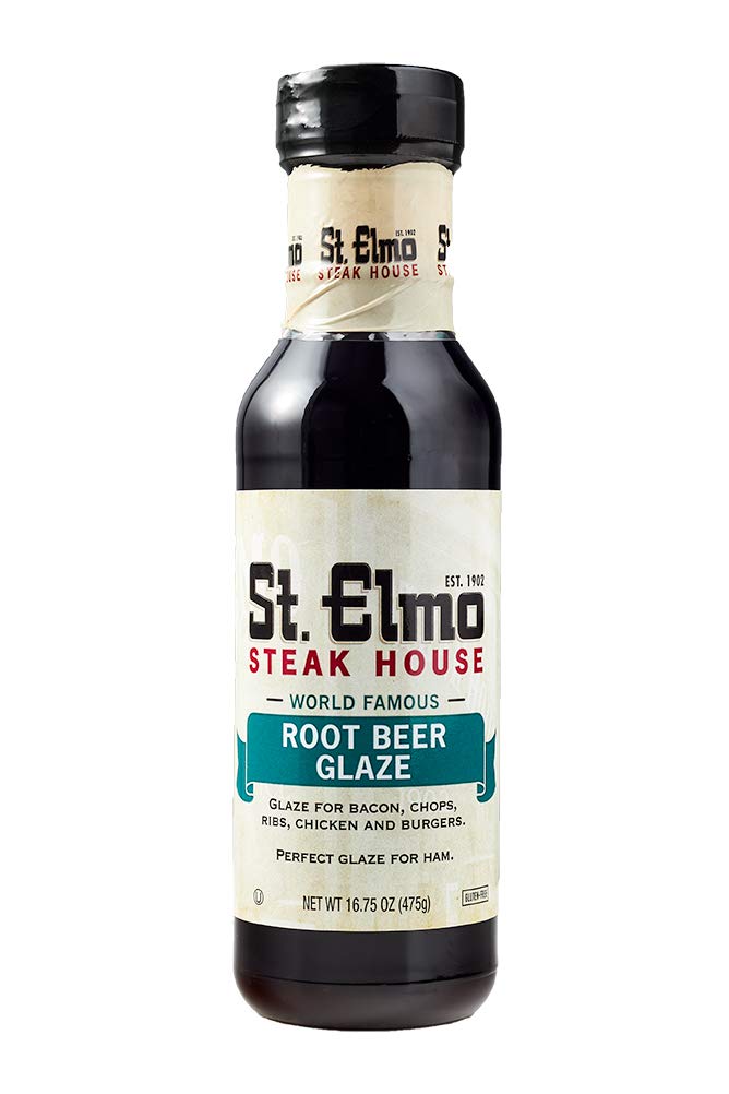Esmalte de cerveza de raíz de St. Elmo, gran salsa y adobo para alas, costillas, hamburguesas y más