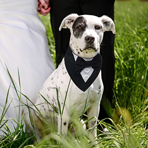 FUAMEY Esmoquin para perro, collar formal de boda para perro, collar de perro con pajarita, disfraz de cumpleaños ajustable, fiesta de mascotas, traje de boda para perro, traje de San Valentín, disfraz de cosplay para mascotas pequeñas, medianas y grandes