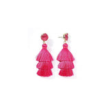 Aretes colgantes de borla coloridos para mujer