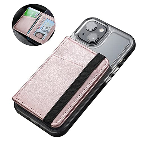 TopFunny Funda tipo cartera para teléfono móvil, soporte para tarjetas de crédito para la parte posterior de las fundas de teléfono, funda tipo cartera de cuero compatible con iPhone, Samsung Galaxy Android, la mayoría de los smartphones, oro rosa