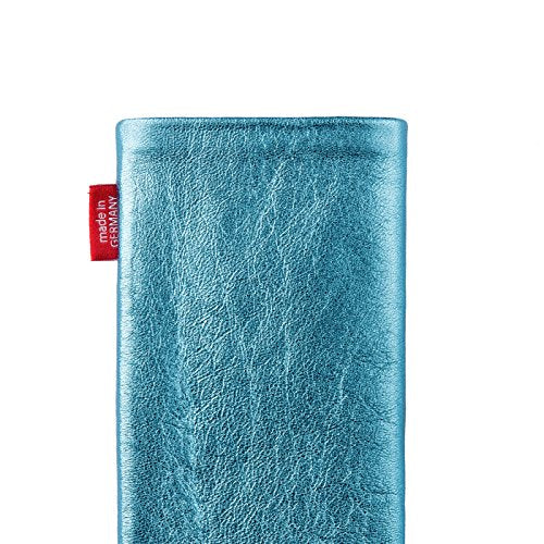 fitBAG Groove Turquoise - Funda personalizada para Samsung Galaxy S22 Ultra | Fabricada en Alemania | Funda de piel fina de napa con forro de microfibra para limpieza de pantallas