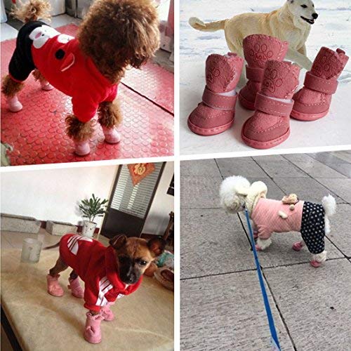 URBEST Dog Shoes with Hook Loop Closure Booties Pet Dog Chihuahua Shoes Boots, 4Pcs
