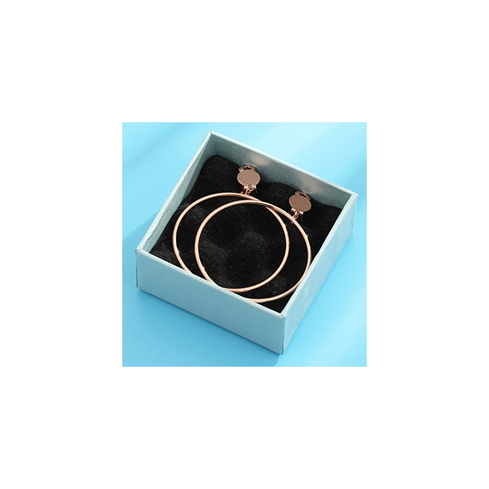 Aretes minimalistas de aro grande con clip para mujeres