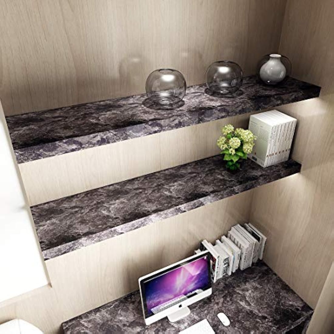Vinilos Decorativos de pared de mármol color negro