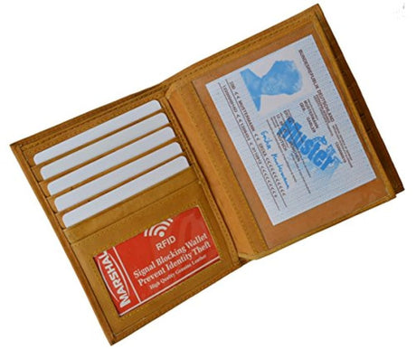 Marshal Bifold Cartera de piel auténtica con bloqueo RFID