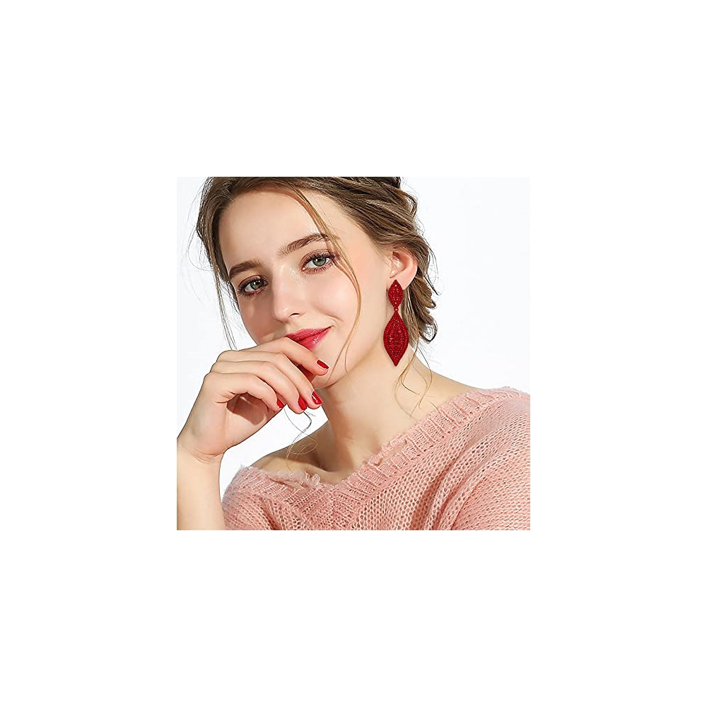 Aretes  de clip para mujer con diamantes de imitación