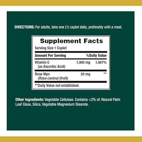 Vitamina C + rosa caderas por Nature 's Bounty. La vitamina C es una vitamina líder para el apoyo inmunológico de 1000 mg, 100 cápsulas recubiertas.