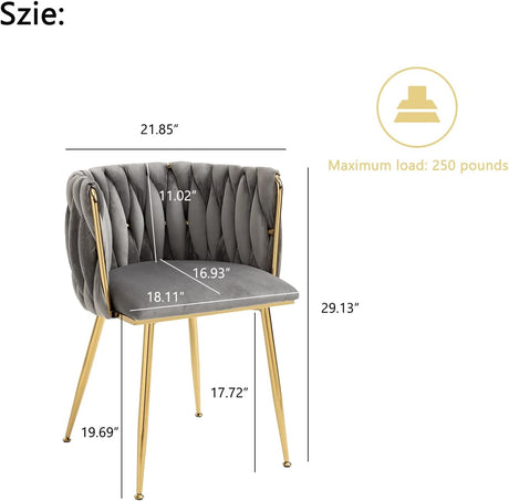 Nrizc Juego de 2 sillas de comedor tejidas modernas gris
