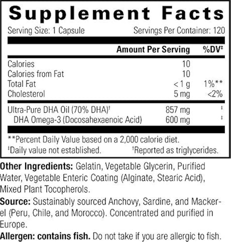 OmegaVia DHA 600 mg Omega-3 Aceite de pescado, 120 cápsulas