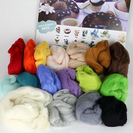 Kit de iniciación de fieltro de agujas de lana de 16 colores