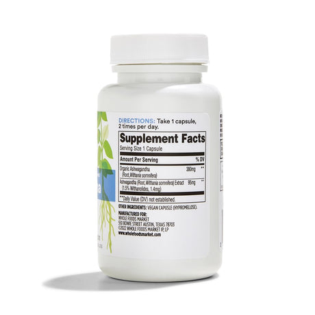 Ashwagandha 365 Whole Foods, 60 Cápsulas, Suplemento