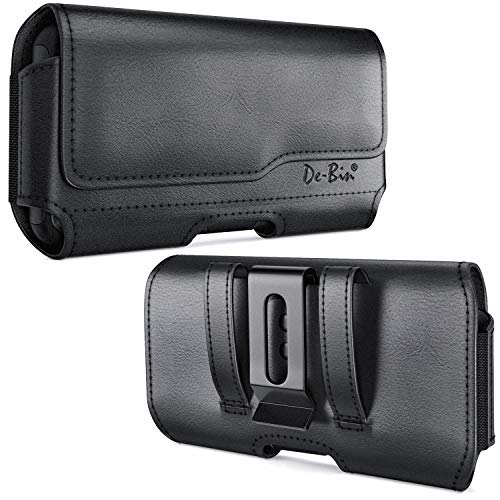 De-Bin Funda para iPhone 13 Pro, 13, 12 Pro, 12, 11, XR, de piel de alta calidad con clip para cinturón / cierre magnético para teléfono celular (compatible con teléfono con funda Otterbox), color negro