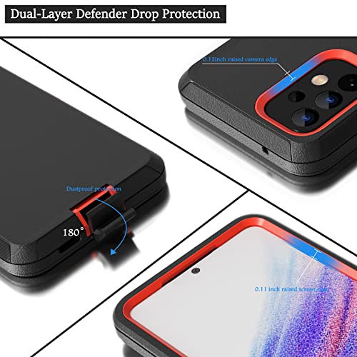 Funda compatible con Samsung Galaxy A53 5G, con clip para cinturón, resistente, resistente a los golpes, protección de cuerpo completo, con función atril, para Samsung Galaxy A53 5G (naranja)