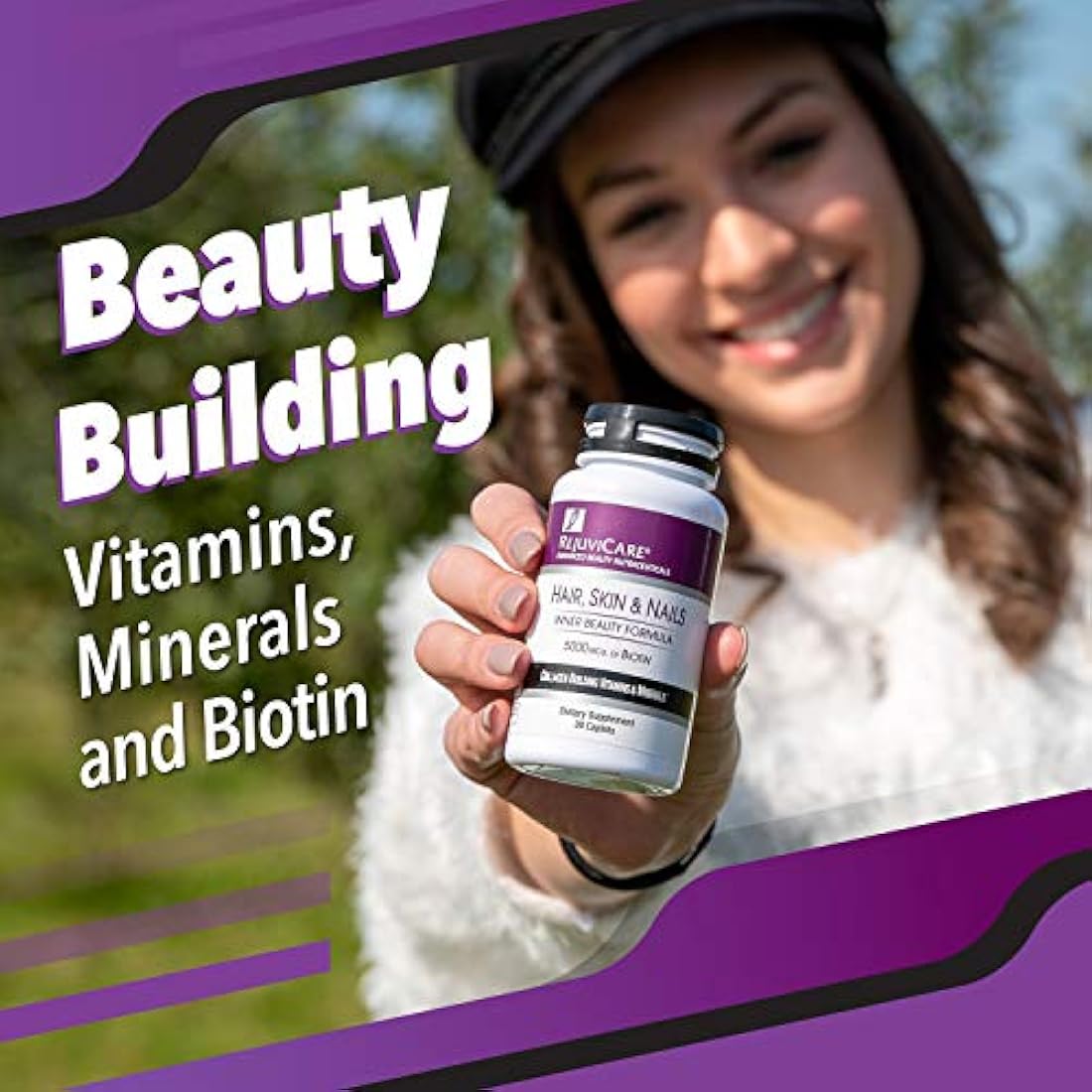 Rejuvicare Fórmula de belleza para cabello, piel y uñas con biotina, vitaminas y minerales de construcción de colágeno, 30 porciones