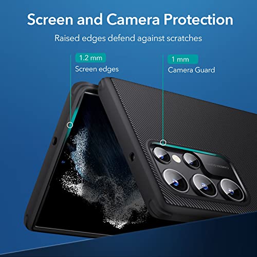 ESR Funda de metal con función atril compatible con Samsung Galaxy S22 Ultra (6.8 pulgadas) (2022), soporte patentado versátil, cubierta trasera delgada y flexible, color negro