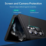 ESR Funda de metal con función atril compatible con Samsung Galaxy S22 Ultra (6.8 pulgadas) (2022), soporte patentado versátil, cubierta trasera delgada y flexible, color negro