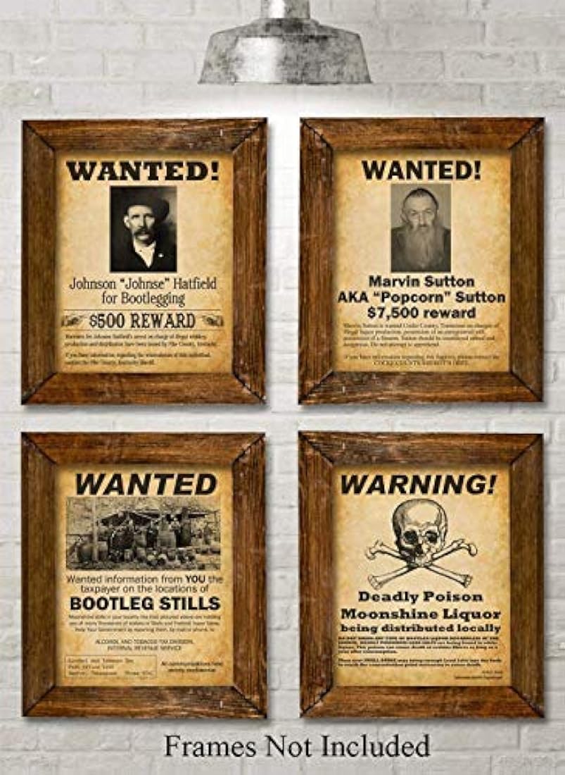 Bootleggers Wanted Art Prints - Conjunto de cuatro fotos