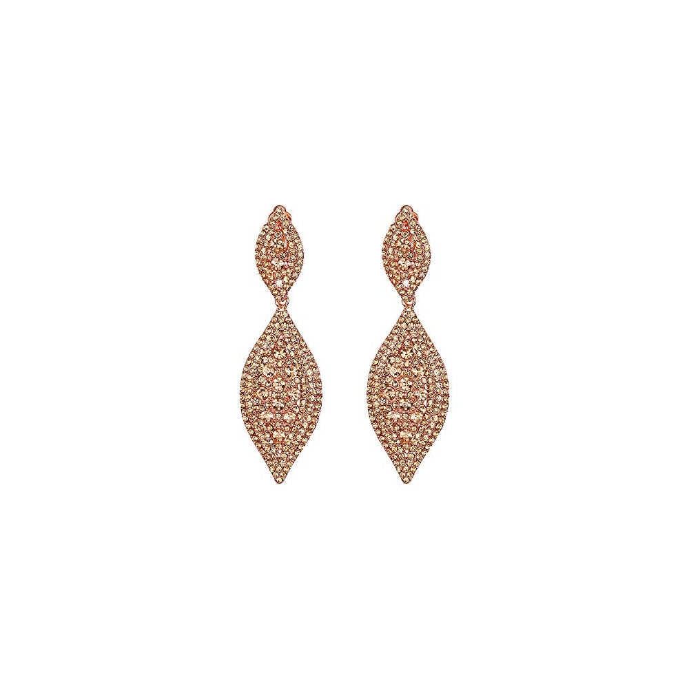 Aretes de clip para mujer con diamantes de imitación
