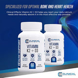 Efectos clínicos: Vitamina K2 + D3 – Vitamina K2, suplemento de vitamina D3 con extracto de pimienta negra bioperina y calcio para el apoyo a la salud del hueso y el corazón – 60 cápsulas – Máxima absorción – Fabricado en los Estados Unidos