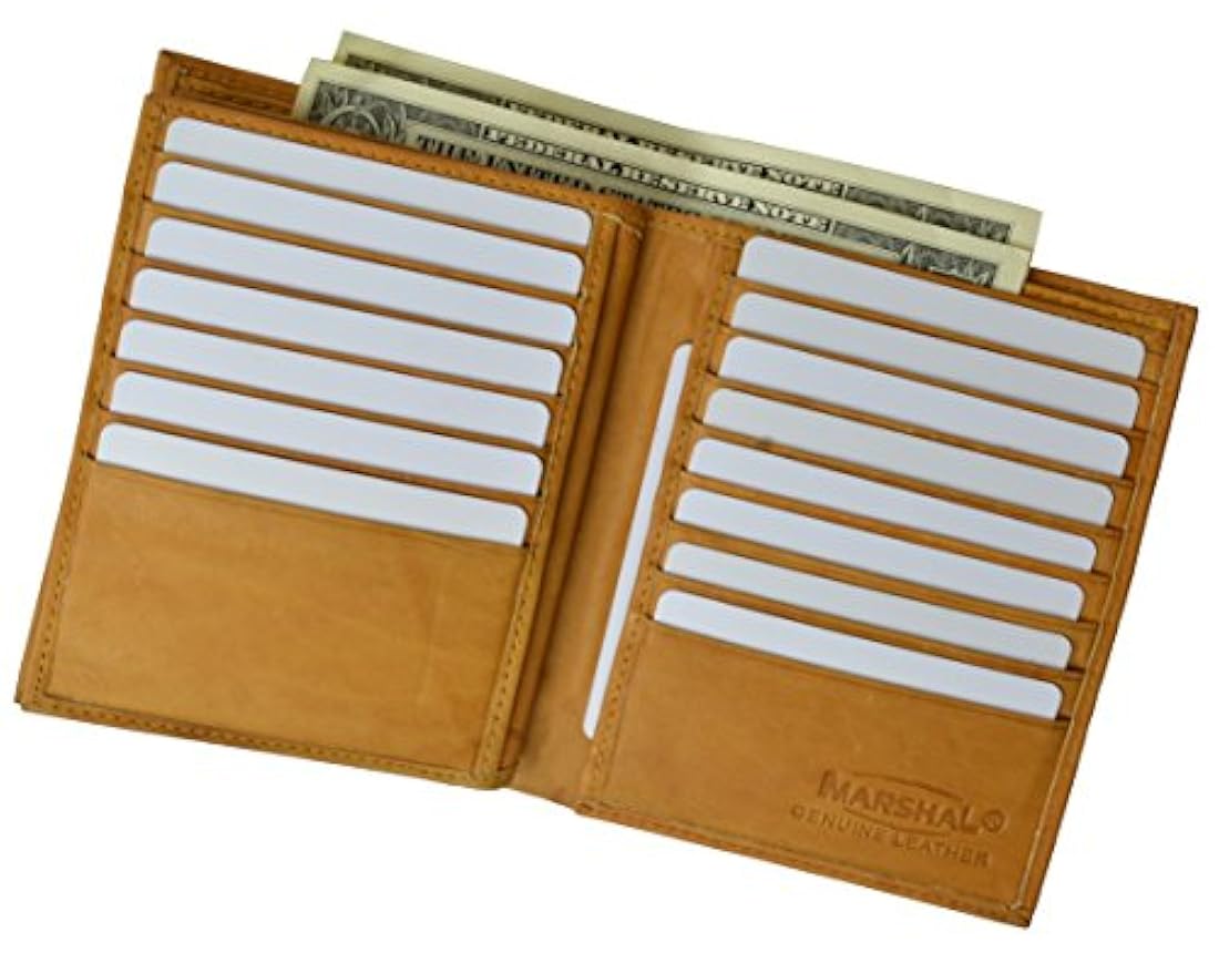 Marshal Bifold Cartera de piel auténtica con bloqueo RFID