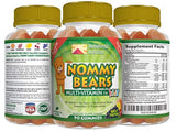 Nommy Bears - Gomitas sin gelatina multivitamina, para niños, adolescentes, adultos, 5 deliciosos sabores, 11 esenciales, sin gluten, halal/kosher, aprobado para mamá, formas de oso vegetariano