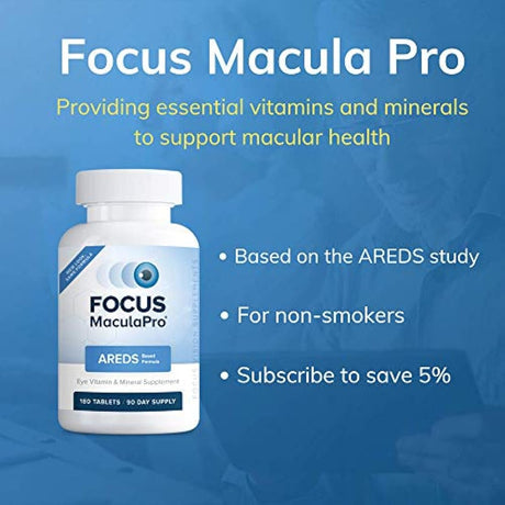 Focus MaculaPro - AREDS Based Eye Vitamin-Mineral Supplement (180 ct. 90 Day Supply) -AREDS Based Vitamins for Non-Smokers - AREDS Based Supplements