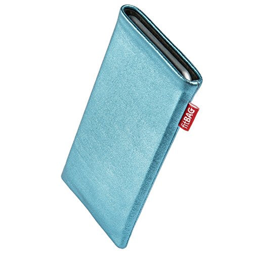 fitBAG Groove Turquoise - Funda personalizada para Samsung Galaxy S22 Ultra | Fabricada en Alemania | Funda de piel fina de napa con forro de microfibra para limpieza de pantallas