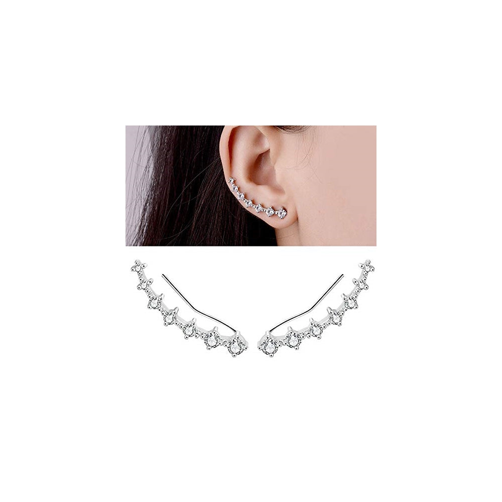 Aretes de 7 cristales de plata hipoalergénicos para mujeres