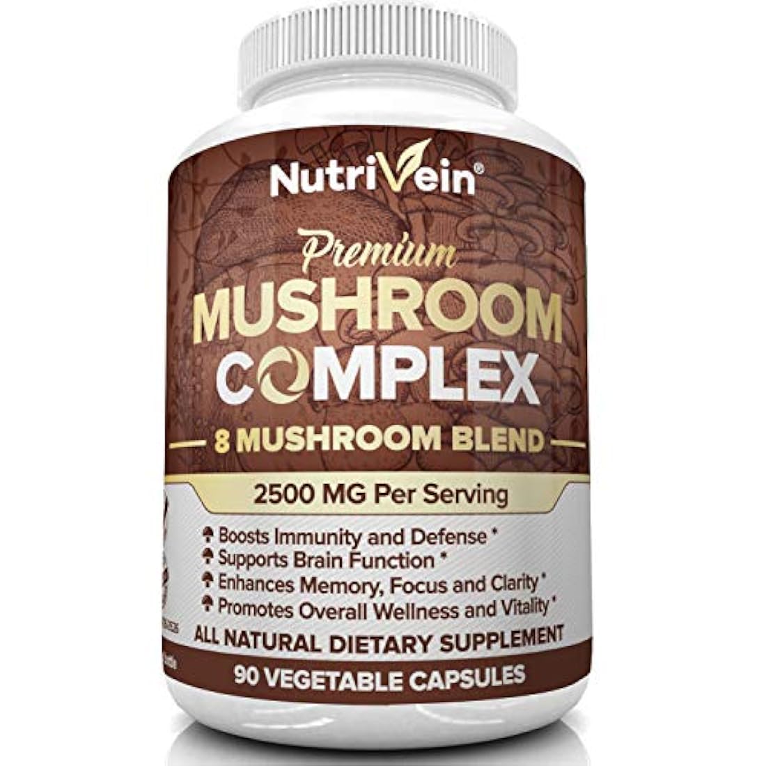Nutrivein - Suplemento de hongos 2500mg 90 Cápsulas