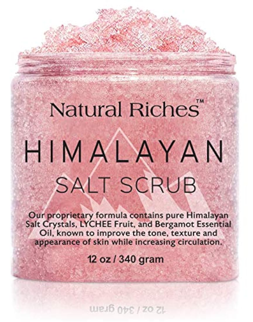 Exfoliante corporal de sal del Himalaya (12 onzas / 340 gm