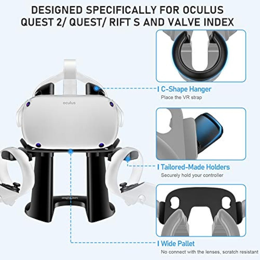 Soporte de pantalla para Oculus Quest 2 gafas y controles